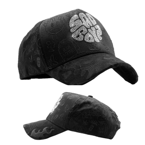 Cappellino da Baseball a 5 Pannelli XJunior H Sad Boyz Collaborativo - Scritta con Strass e Motivo in Rilievo su Tutta la Superficie Edizione Limitata - Product Image 1