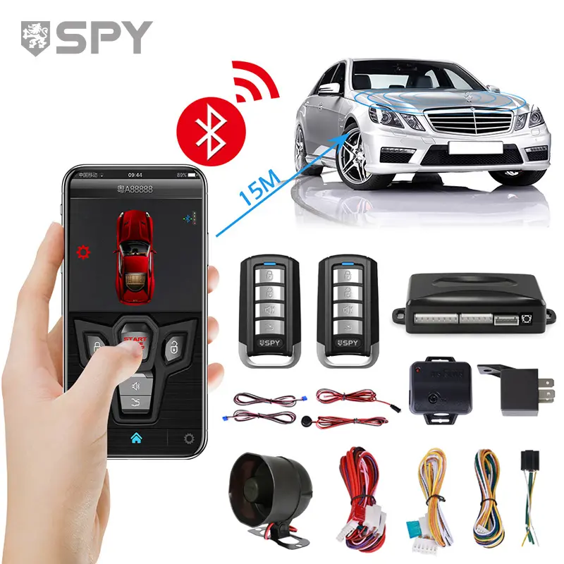 SPY tek yönlü araç güvenlik alarmı uzaktan kumanda evrensel bt akıllı araba alarm sistemi