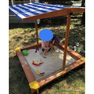 Hộp cát trẻ em có nắp, hố cát bằng Gỗ Ngoài Trời 46 ''x 46'' W/tán có thể điều chỉnh để chơi ở sân sau - Product Image 2