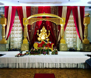 Decoración de Escenario para Ceremonia de Compromiso, Estilo Moderno Real Asiático, Terciopelo Ligero, Tamaño Personalizado, Set de Decoración para Eventos DST - Product Image 1