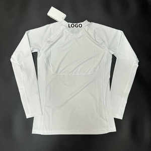 Sudadera de absorción de humedad de secado rápido para hombre, Camiseta deportiva de baloncesto para correr, Camiseta ajustada de manga larga con cuello tejido en blanco - Product Image 2