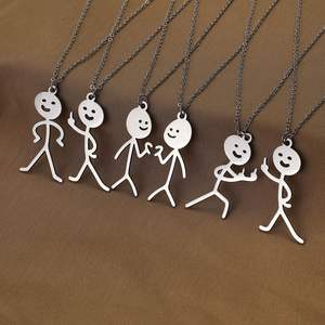 Acero inoxidable lindo dibujos animados <span class=keywords><strong>Stickman</strong></span> colgante moda joyería de moda para hombres mujeres y niños especias personalidad - Product Image 2