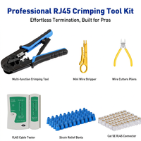 Kit d'outils de sertissage RJ45 8P8C 6P6C avec testeur de câble, coupe-câble, dénudeur, fiches RJ45 Cat5e Cat6 et capuchons RJ45