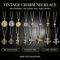 Collier Pendentif Bébé Ange Lotus Étoile Polaire Catholique avec Rose AK en Acier Inoxydable, Bijoux de Mode en Gros, Nouvelle Collection RH