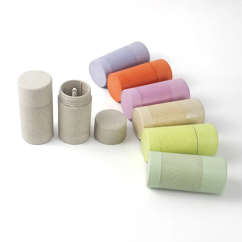 75ml colors empty ECO biodegradable wheat straw PCR twist up deodorant container stick round tube packaging