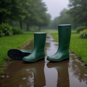 Botas de Lluvia de PVC Verde TTAKE con Suela Negra, Calzado de Seguridad, Talla Mediana - Product Image 3