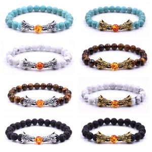 Bracelet tête de Dragon en pierre naturelle pour hommes, 8mm, perle <span class=keywords><strong>bouddha</strong></span>, brin Yoga, bonne porte-bonheur, bijoux cadeau, <span class=keywords><strong>argent</strong></span> or - Product Image 3