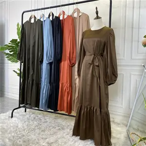 Best Sell Wholesale Supplier Pleated Satin Shirt Women Muslim Dresses Islamic Clothing Abaya