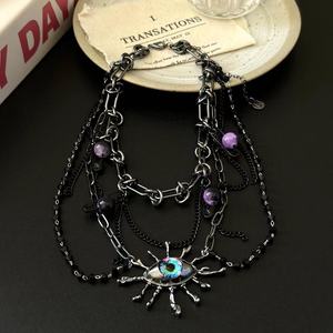 Collier ras du cou pour femme, style œil de démon sombre et cool, avec pampille et nœud - Product Image 3