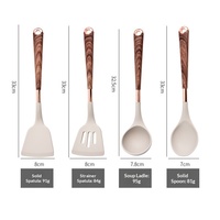 Lot de 11 ustensiles de pâtisserie en silicone durable à motif bois, antiadhésifs, anti-brûlure, avec manche plaqué or