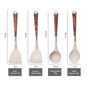 Lot de 11 ustensiles de pâtisserie en <span class=keywords><strong>silicone</strong></span> durable à motif bois, antiadhésifs, anti-brûlure, avec manche plaqué or - Product Image 2