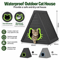 Maison pour chat d'extérieur, abri imperméable avec double entrée, maison pour chat en PP durable pour animaux de compagnie de jardin