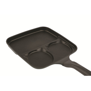 3 Hole combi pan Cast Aluminum Nonstick Square <b>Egg</b> Pan with Smooth PTFE Coating for Easy Cooking - Product Image 2