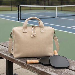 Sac de transport pour raquettes de pickleball en mélange de chanvre, capacité 2 raquettes, 12 oz, non teint, logo personnalisé, vente en gros, sac de raquettes de tennis et de padel - Product Image 3