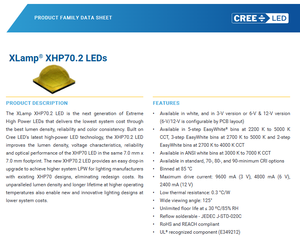 Crees XHP70B-00-0000-0D0BN20E1 LED haute puissance blanc froid 6500K 70CRI 140 Lm/W 1590 lm Garantie de 3 ans - Product Image 2