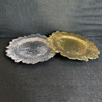 Assiettes rondes dorées de 13 pouces en plastique effet corail pour dîner, mariage, décoration élégante, sous-assiette en acrylique – Grande Vente