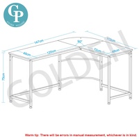 Bureau d'ordinateur d'angle en L, en bois et en métal, Table d'écriture, pour ordinateur portable, bureau de maison