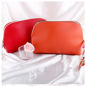 Customized PU cosmetic bag (gift), lychee texture, Korean style, large capacity, handheld <b>toiletry</b> bag/cosmetic organizer. - Product Image 1