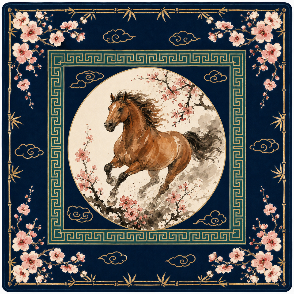 Navy Oriental Horse