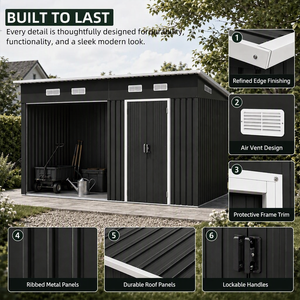 Abri <span class=keywords><strong>de</strong></span> jardin commercial en métal, abri pour vélos, rangement pour bacs, abri utilitaire extérieur, pour cour, vente en gros, OEM, ODM, commandes en gros - Product Image 2