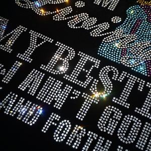 Black Girl Lady Sparkle Bling Bling Crystal Design Heat Press Strass Transferts pour Baby Shower Onesies Nursery Gifts - Product Image 3