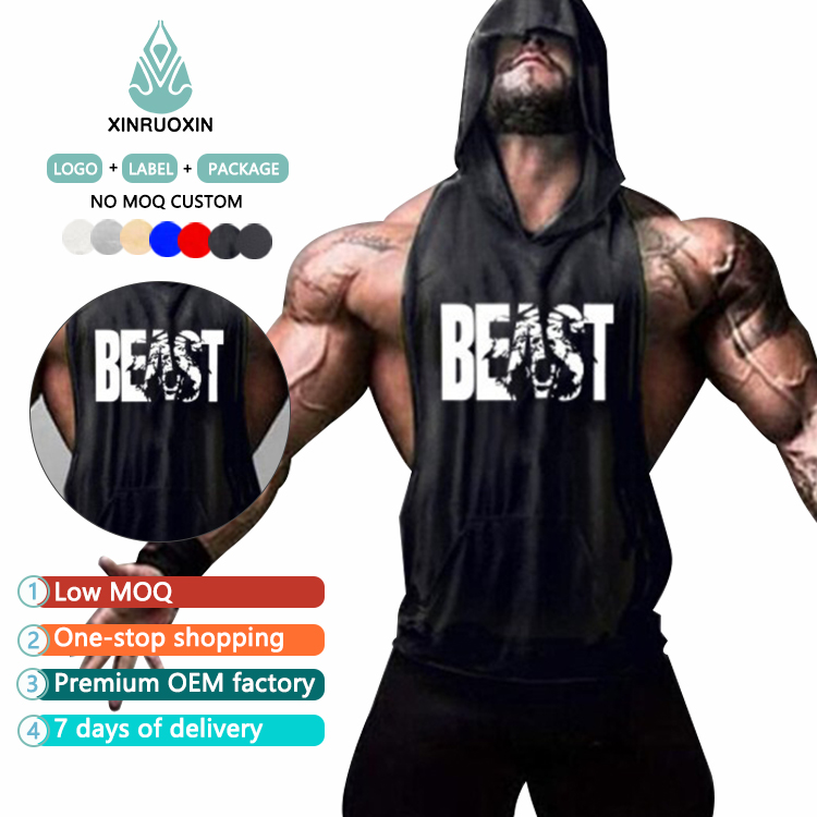 Oem Polyester kustom Stringer Tank Top Gym pria grosir rompi olahraga harga murah Tank Top pria dengan Logo kustom