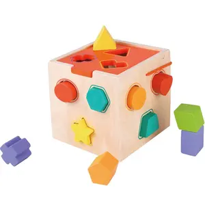 Mainan Edukasi Anak-anak, Mainan Edukasi Bentuk Montessori Kayu Klasik Portabel untuk Anak-anak, Mainan Belajar untuk Balita
