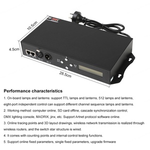 Contrôleur de projet Aipin W-100C 8 ports <span class=keywords><strong>DMX</strong></span> 512 PWM série <span class=keywords><strong>SPI</strong></span> RDM décodeur maître pour bande LED RGB à tension constante pour extérieur - Product Image 4