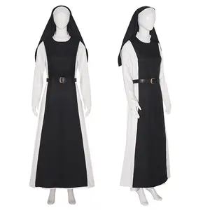 万圣节女士传教士牧师制服角色扮演修女服装恐怖黑色吸血鬼幻想装扮姐妹化妆派对