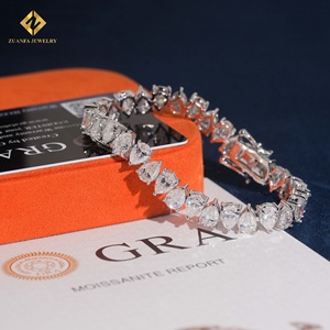 ZUANFA JEWELRY Moissanite Pear Cut Tennis <b>Bracelet</b> 925 <b>Silver</b> Rhodium Plated Unisex Luxury <b>Bracelets</b> - Product Image 3