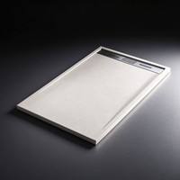 Receveur de douche moderne en pierre massif antidérapant pour hôtel, prêt à poser avec drain linéaire, tailles personnalisées 800-1600 mm, pour salle de douche étanche