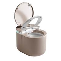 Bouclier de protection intelligent entièrement automatique à clapet pour toilettes, à fixation au sol, sans limite de pression d'eau, drainage en S, télécommande incluse