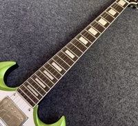 Guitare électrique Green Mahogany SG Rock Standard avec gros bouton de commande, trois micros configuration H-H-H, 6 cordes, corps massif, fabrication nationale