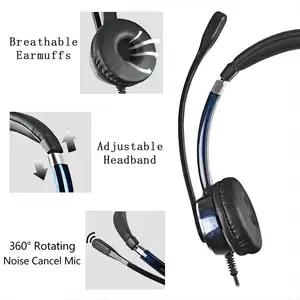 הטוב ביותר באיכות סטריאו Jabra-USB-A/C קסדה שיחת מרכז Wired אוזניות רעש ביטול אוזניות עם מיקרופון בום משרד