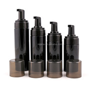 Bouteilles en plastique PET avec pompe à mousse, forme cylindrique, couleur noire, impression de logo OEM, 100 ml, 120 ml, 150 ml, 180 ml, 200 ml, 250 ml, pour savon liquide