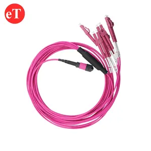 12F 40G-100G OM4 FTTH MTP/MPO Breakout Fanout Cable MPO a LC Patch Cord in fibra ottica