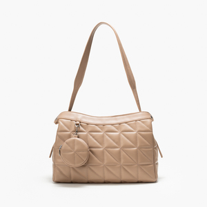 Bolso Bandolera Acolchado de PU, Diseño de Marca Famosa, Pequeño, Moderno, con Cierre de Cremallera, Poliéster Impermeable - Product Image 1