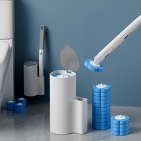Set Sikat Toilet Sekali Pakai Dinding Bahan PP Desain Baru, Larutan Pembersih Siap Pakai, Kepala Sikat Dapat Diganti, Dapat Didaur Ulang