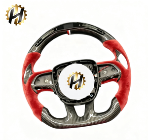 พวงมาลัยหนังดีไซน์ 4 ก้าน คาร์บอนไฟเบอร์สั่งทำพิเศษ พร้อมตะเข็บสีแดง สำหรับ <span class=keywords><strong>Dodge</strong></span> Durango <span class=keywords><strong>Charger</strong></span> ปี 2015-2023 - Product Image 4