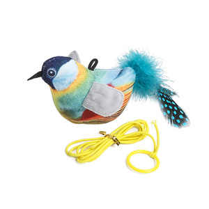 Interactive Pet <b>Cat</b> Toy Soft Plush Feather Tail Lifelike Dog Toy Funny Plastic <b>Ring</b> Bird Toy Battery-operated Catnip Chirp Sound - Product Image 2