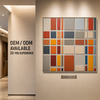 Mosaïque colorée et vibrante en PVC découpé en grille, art mural 3D multicouche, cadre argenté, pour couloir d'hôtel, hall d'entrée, mur d'accentuation, personnalisable en gros