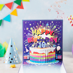<span class=keywords><strong>Carte</strong></span> de vœux 3D pop-up de luxe pour 18e anniversaire, motif musical, gâteau arc-en-ciel découpé au laser, <span class=keywords><strong>carte</strong></span> de vœux artisanale en gros - Product Image 3
