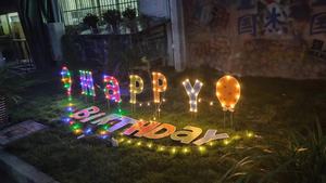 Lettres d'anniversaire personnalisées à thème de princesse Ocean, vente en gros, forme personnalisée, motif de lettres de joyeux anniversaire, panneau de cour, avec piquet - Product Image 3