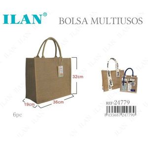 Borsa Multiuso in Juta Ilan 19x32x36 Cm, Shopper Riutilizzabile Ecologica in Tessuto di Tela - Product Image 1