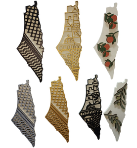 Cadeau original pour le Ramadan, artisanat en bois, aimant de réfrigérateur avec carte de Palestine et Kuffiyeh - Product Image 4
