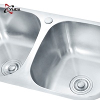 YUDA presse hydraulique finition brossée Durable sous le montage évier de cuisine à double cuvette en acier inoxydable 304 avec égouttoir