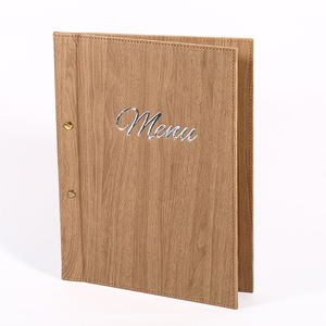 Carpeta de Menú de Cuero con Textura de Madera de Alta Calidad, con Encuadernación con Tornillos, Portamenús A4, Cubiertas para Menús de Restaurante - Product Image 4