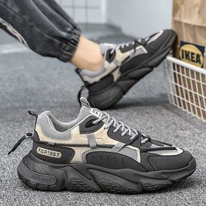 2025 Summer New Style Mesh Breathable Thick-soled Lace-up Casual Men's Running Shoes Heightening <b>Sneakers</b> Trendy - Product Image 6