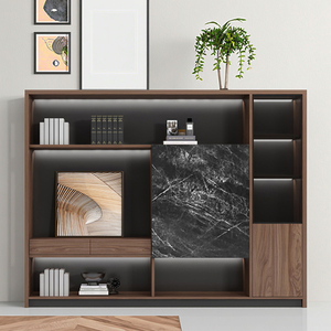 Archivador de oficina de madera de melamina de estilo industrial moderno lado móvil bajo para uso escolar de archivo de hospital en casa - Product Image 1