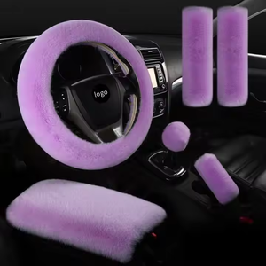 6 uds. Cubierta de <span class=keywords><strong>volante</strong></span> de coche de felpa juego de seis piezas cubierta de manija de coche de felpa sin anillo interior cubierta de manija elástica - Product Image 1